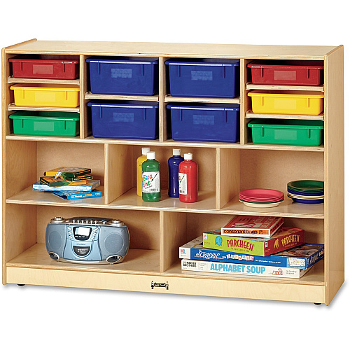 Jonti-Craft Colored Bins Combo Mobile Storage Unit 15 Compartment(s) - 35.50" Height x 48" Width x 15" Depth - Wood Grain - 1 Each (0726JC)