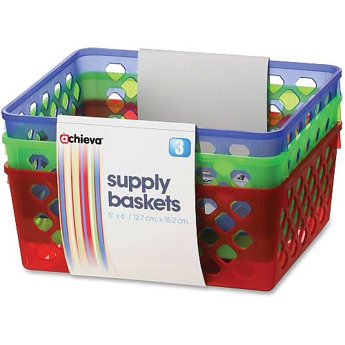 Officemate Achieva Supply Baskets 2.4" Height x 8.1" Width x 5" Depth - Red, Green, Blue (26203)