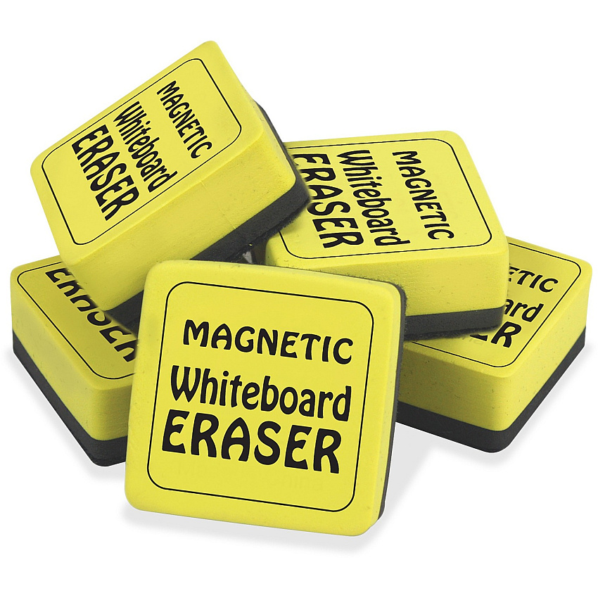 The Pencil Grip Magnetic Whiteboard Eraser 2" Width x 2" Length - Durable, Lightweight, Soft, Magnetic - Yellow - 12 / Pack (355)