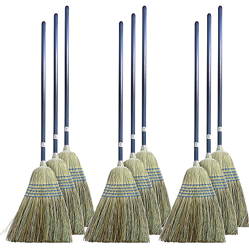 Genuine Joe Light Duty Broom Corn Fiber Bristle - Lacquered Wood Handle - Natural - 12 / Carton (GJO12002CT)