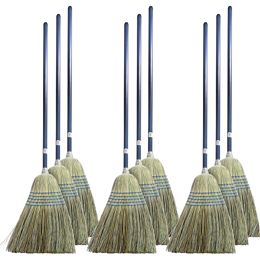 Genuine Joe Light Duty Broom Corn Fiber Bristle - Lacquered Wood Handle - Natural - 12 / Carton (GJO12002CT)