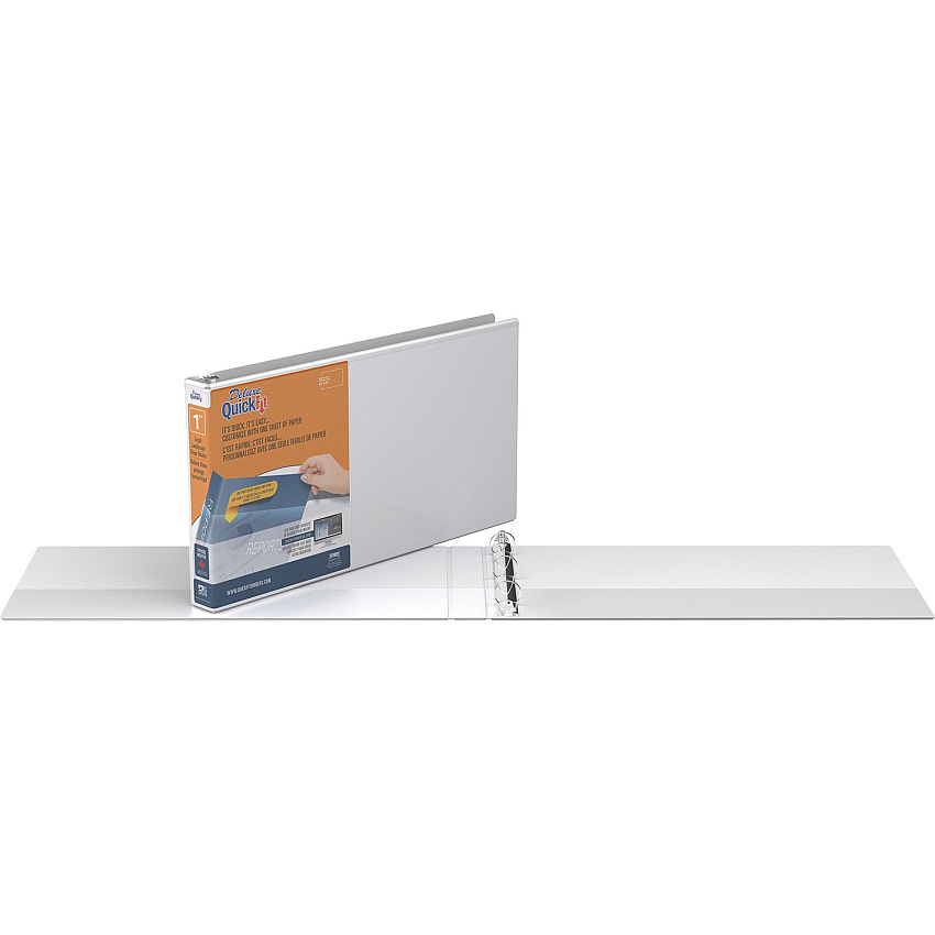 QuickFit Ledger Binder 1" Binder Capacity - Legal - 8 1/2" x 14" Sheet Size - 200 Sheet Capacity - Fastener(s): Round Ring - Pocket(s): 2, Internal - Polypropylene - White - Recycled - Spine, Ink-transfer Resistant, Locking Ring, Heavy Duty, Expo (95010L)