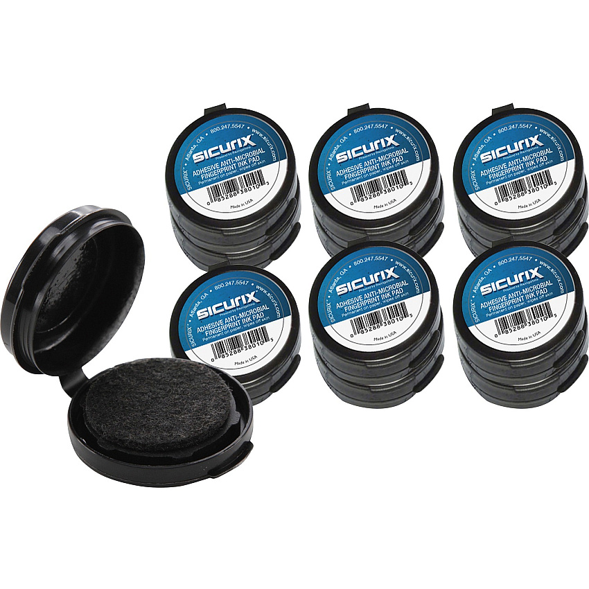 SICURIX Adhesive Fingerprint Ink Pads 0.5" Height x 1.5" Width x 1.5" Depth - Black Ink - Black - 12 / Carton (38010CT)