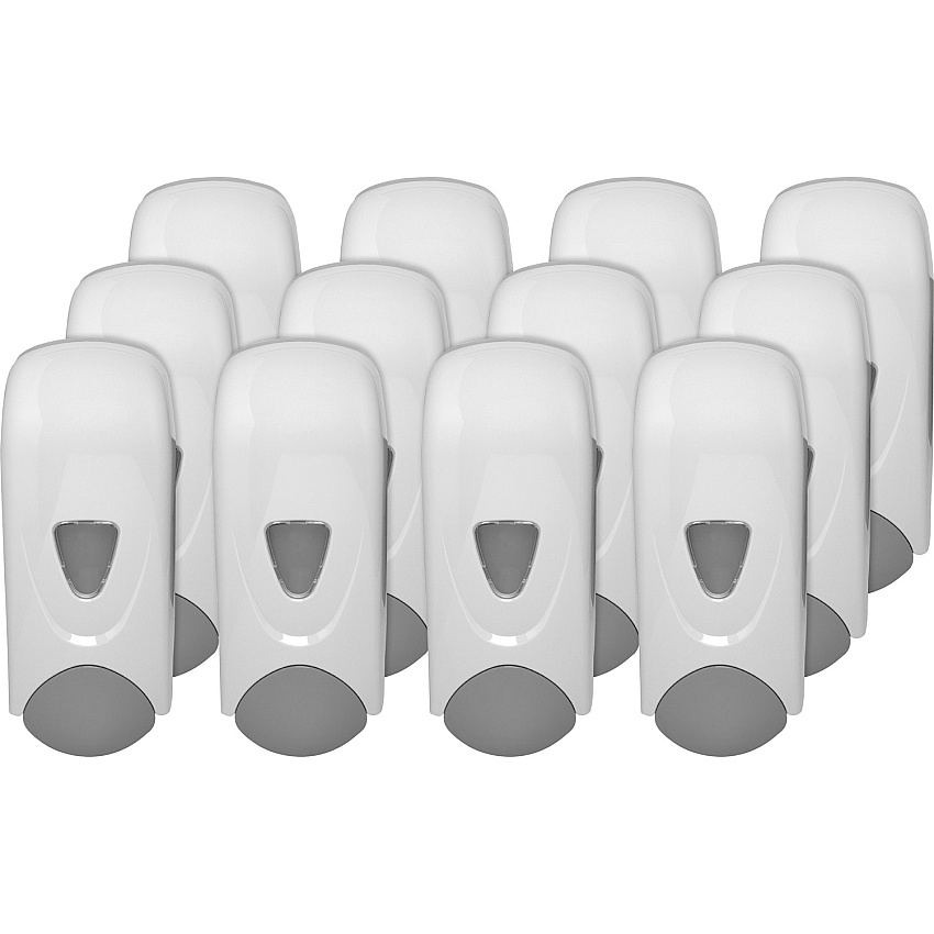 Genuine Joe Foam-Eeze Foam Soap Dispenser Manual - 1.06 quart Capacity - Refillable, Site Window, Durable - White, Gray - 12 / Carton (GJO08950CT)