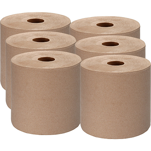Genuine Joe Embossed Hardwound Roll Towels 7.88" Width x 1000 ft Length - 2" Core - Kraft - 6 / Carton (GJO22800)