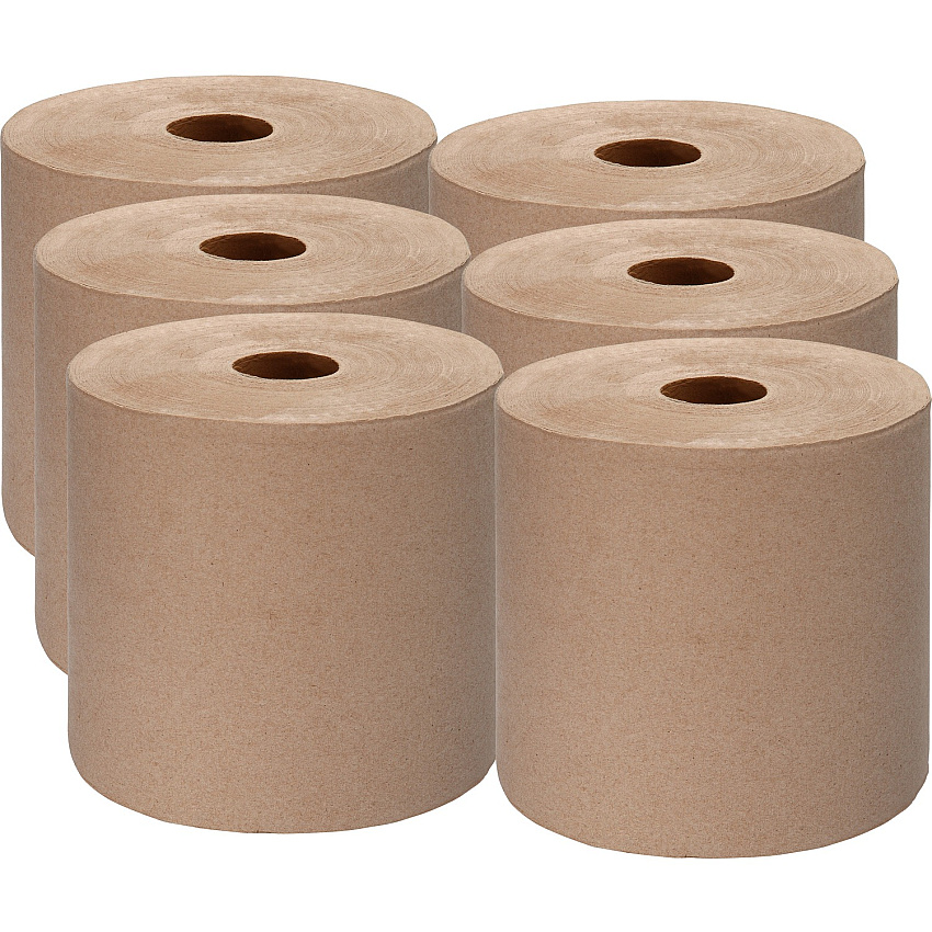 Genuine Joe Embossed Hardwound Roll Towels 7.88" Width x 1000 ft Length - 2" Core - Kraft - 6 / Carton (GJO22800)