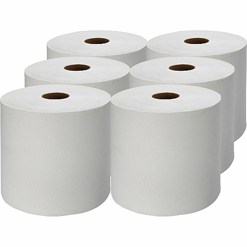 Genuine Joe Hardwound Roll Paper Towels 7.88" Width x 1000 ft Length - 2" Core - White - 6 / Carton (GJO22900)
