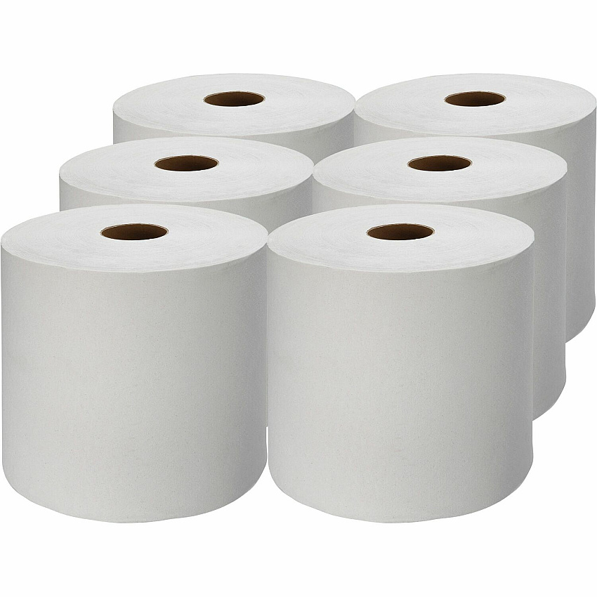 Genuine Joe Hardwound Roll Paper Towels 7.88" Width x 1000 ft Length - 2" Core - White - 6 / Carton (GJO22900)