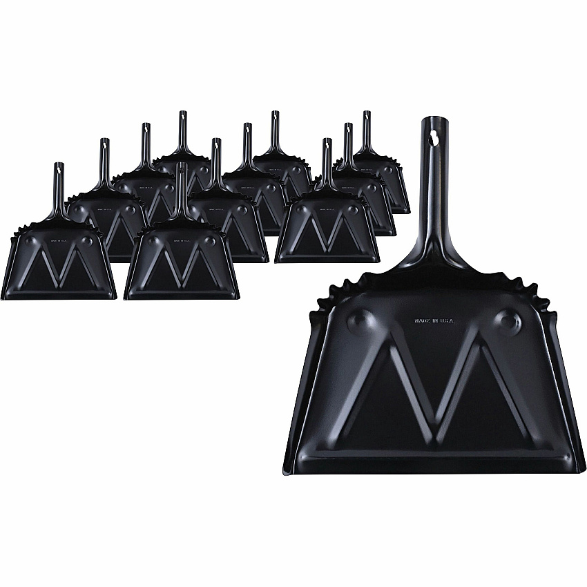 Genuine Joe Heavy-duty Metal Dustpan 12" Wide - Steel - Black - 12 / Carton (GJO58143CT)