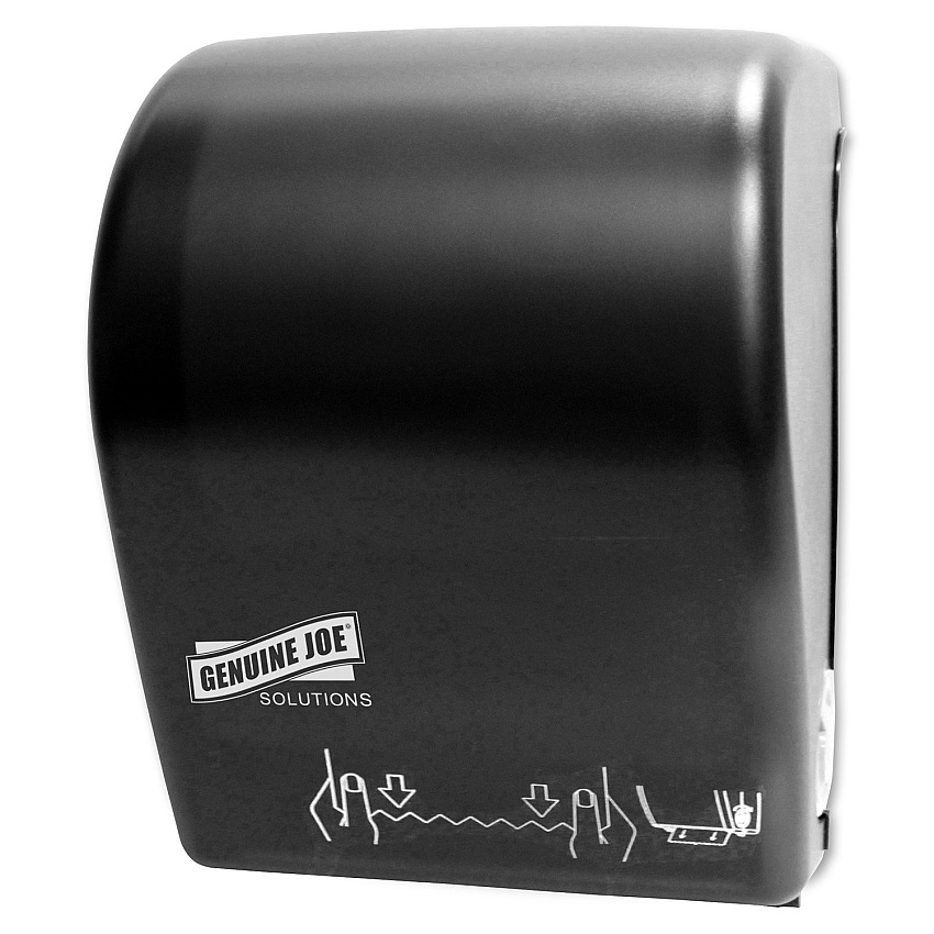 Genuine Joe Solutions Touchless Hardwound Towel Dispenser Touchless, Hardwound Roll Dispenser - 15" Height x 11.4" Width x 9" Depth - Black - Touch-free, Anti-bacterial - 1 Each (GJO99706)