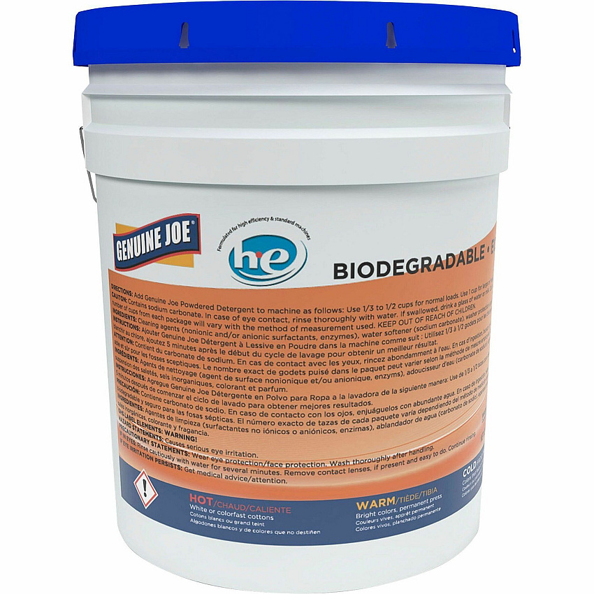 Genuine Joe Economical Powdered Laundry Detergent in Pail 640 oz (40 lb) - Linen Scent - Deodorize, Dye-free, Environmentally Friendly, Non-toxic, Washable, Dye-free, Reusable - Multi - 1 Each (GJO99737)