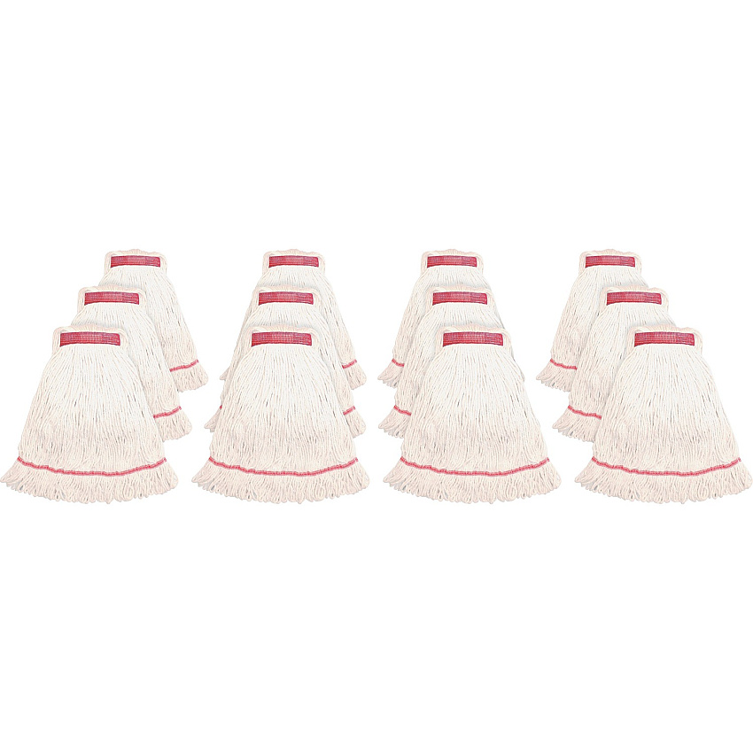 Genuine Joe Narrow Band Medium Mophead Rayon, Cotton - White - 12 / Carton (GJOMWH1BCT)