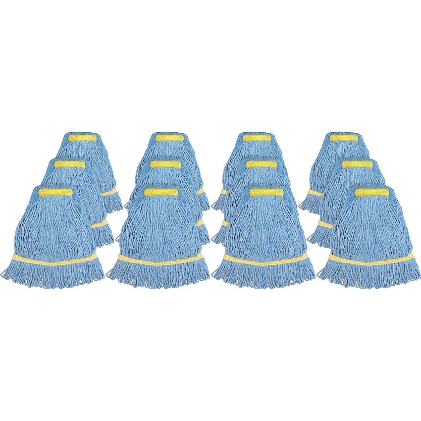 Genuine Joe Synthetic Blend Small Mophead Rayon, Cotton - Blue - 12 / Carton (GJOSBL1BCT)