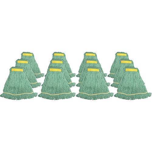 Genuine Joe Synthetic Blend Small Mophead Rayon, Cotton - Green - 12 / Carton (GJOSGR1BCT)