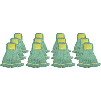 Genuine Joe Wide Band Small Mophead Rayon, Cotton - Green Tint - 12 / Carton (GJOSGR5BCT)