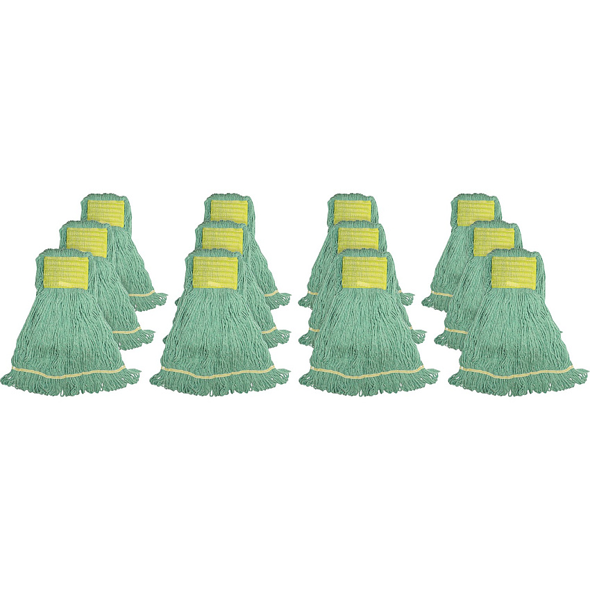 Genuine Joe Wide Band Small Mophead Rayon, Cotton - Green Tint - 12 / Carton (GJOSGR5BCT)