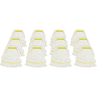 Genuine Joe Narrow Band Small Mophead Rayon, Cotton - White - 12 / Carton (GJOSWH1BCT)
