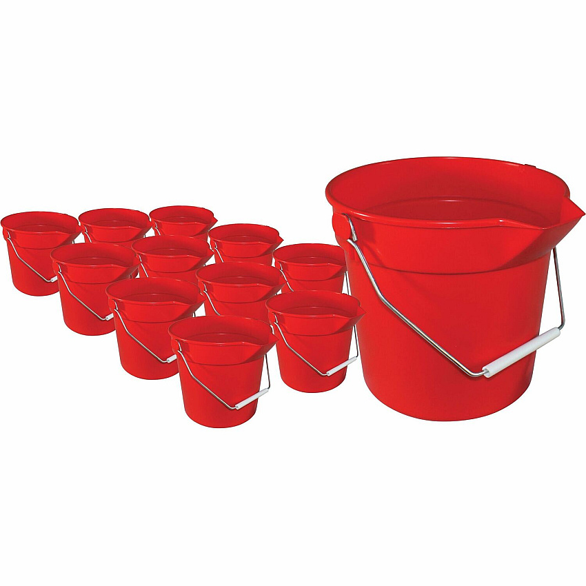 Impact 10-quart Deluxe Bucket 2.50 gal - Rugged, Handle, Spill Resistant, Embossed, Acid Resistant, Alkali Resistant, Chemical Resistant, Heavy Duty, Rugged - 10.2" x 11.1" - Polypropylene - Red - 12 / Carton (5510RCT)