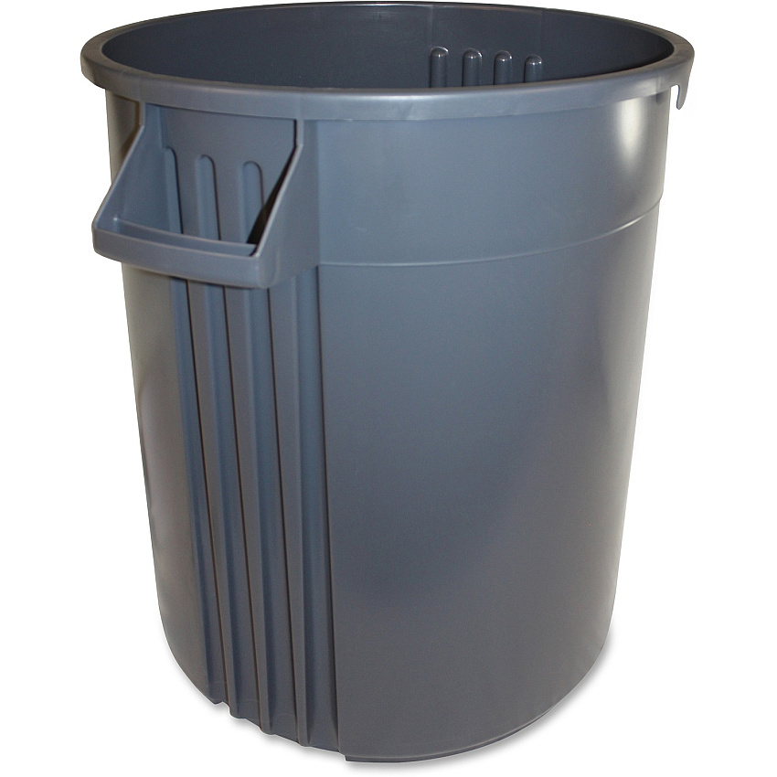 Gator Plus 32-gallon Vented Container 32 gal Capacity - Round - Crush Resistant, Handle, Vented - 28.5" Height x 25.6" Width - Plastic, Polyethylene - Gray - 6 / Carton (77323CT)