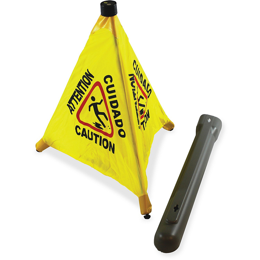 Impact 20" Pop Up Safety Cone 48 / Carton - Caution, Cuidado, Attention Print/Message - 18" Width18" Depth - Cone Shape - Plastic - Black, Yellow (9183CT)