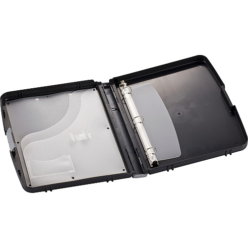 Officemate Ringbinder Clipboard Storage Box 8 19/64" x 11 45/64" , 8 1/2" x 11" Sheet Size - Spring Clip - Plastic - Charcoal - 1 Each (83309)