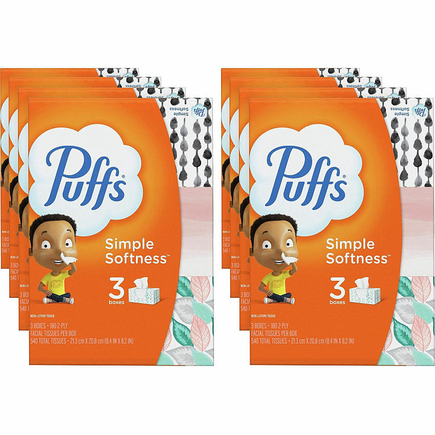 Puffs Basic Facial Tissues 2 Ply - Assorted - 180 Per Box - 24 / Carton (87615CT)