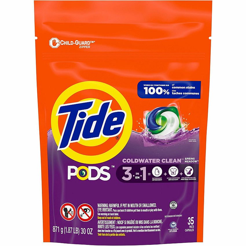Tide PODS 3-1 Laundry Detergent Spring Meadow Scent - White, Orchid - 35 / Bag (93127)