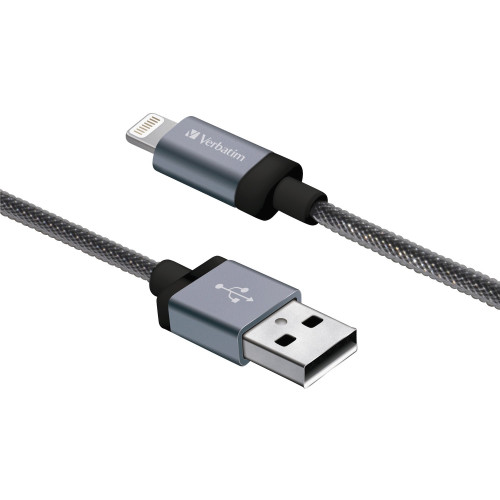 Verbatim Sync & Charge Lightning Cable - 47 in. Braided Black (99211)