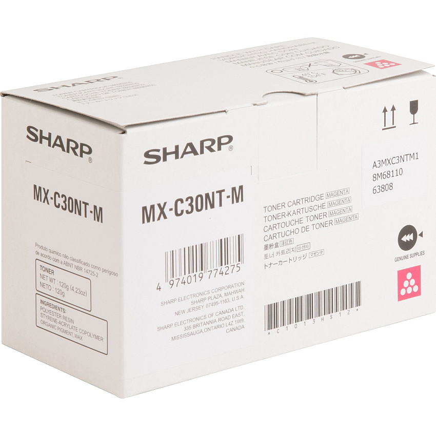 Sharp Original High Yield Laser Toner Cartridge - Magenta - 1 Each 6000 Pages (MXC30NTM)