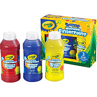 Crayola Washable Fingerpaint Bold Colors Set 3 Color(s) - True Blue, Lemon Yellow, Fire Engine Red - 8 oz - Washable - 3 / Set (551310)