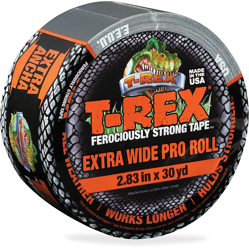 T-REX Ferociously Strong Tape 30 yd Length x 2.83" Width - Polyethylene, Cloth - 1 / Roll - Silver (241358)