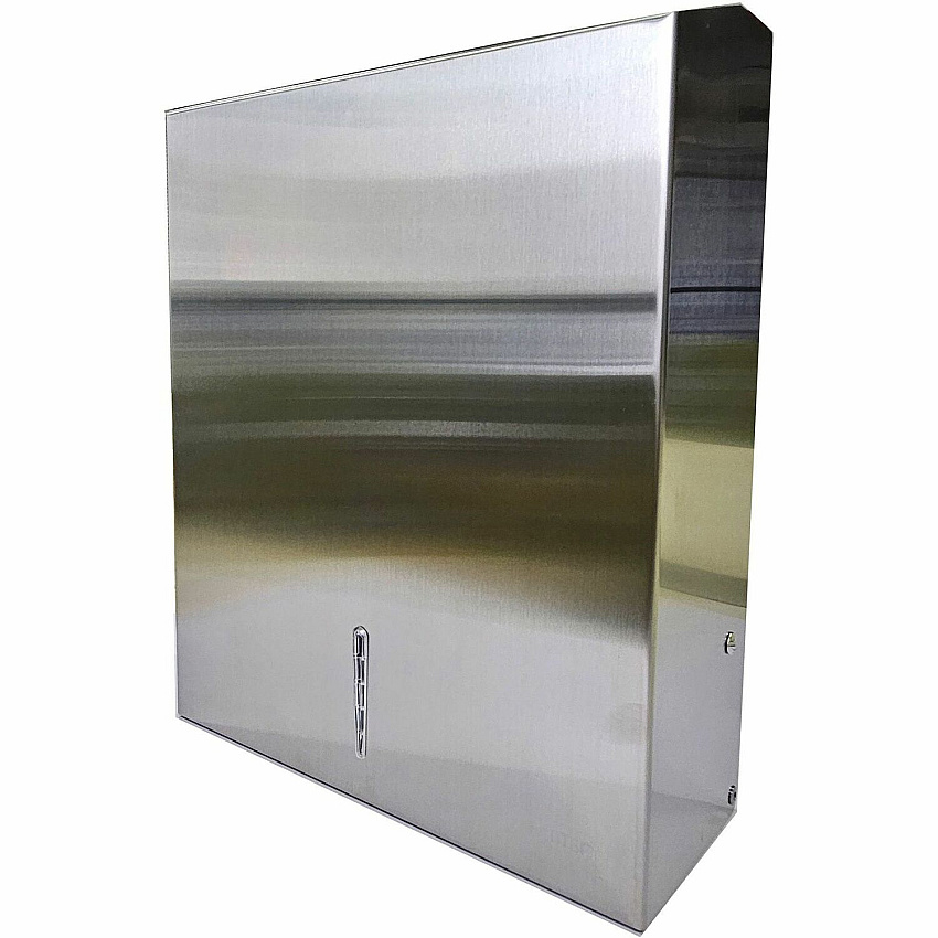 Genuine Joe C-Fold/Multi-fold Towel Dispenser Cabinet C Fold, Multifold Dispenser - 13.5" Height x 11" Width x 4.3" Depth - Stainless Steel, Metal - Silver - Wall Mountable - 6 / Carton (GJO02198CT)