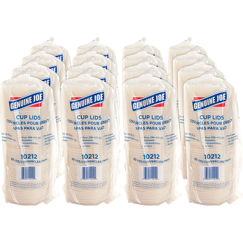 Genuine Joe Vented Hot Cup Lid Polystyrene - White - 50/Pack - 20 / Carton (GJO10212CT)