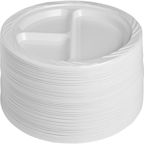 Genuine Joe 3-section Plastic Plates (10425CT)