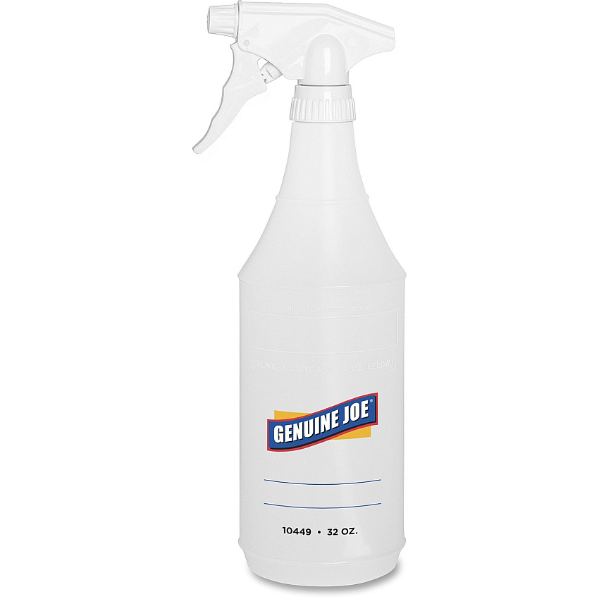 Genuine Joe 32 oz Trigger Spray Bottle Suitable For Cleaning - Adjustable, Flexible, Graduated - Clear - 2/Pack - 24 / Carton (GJO10449CT)