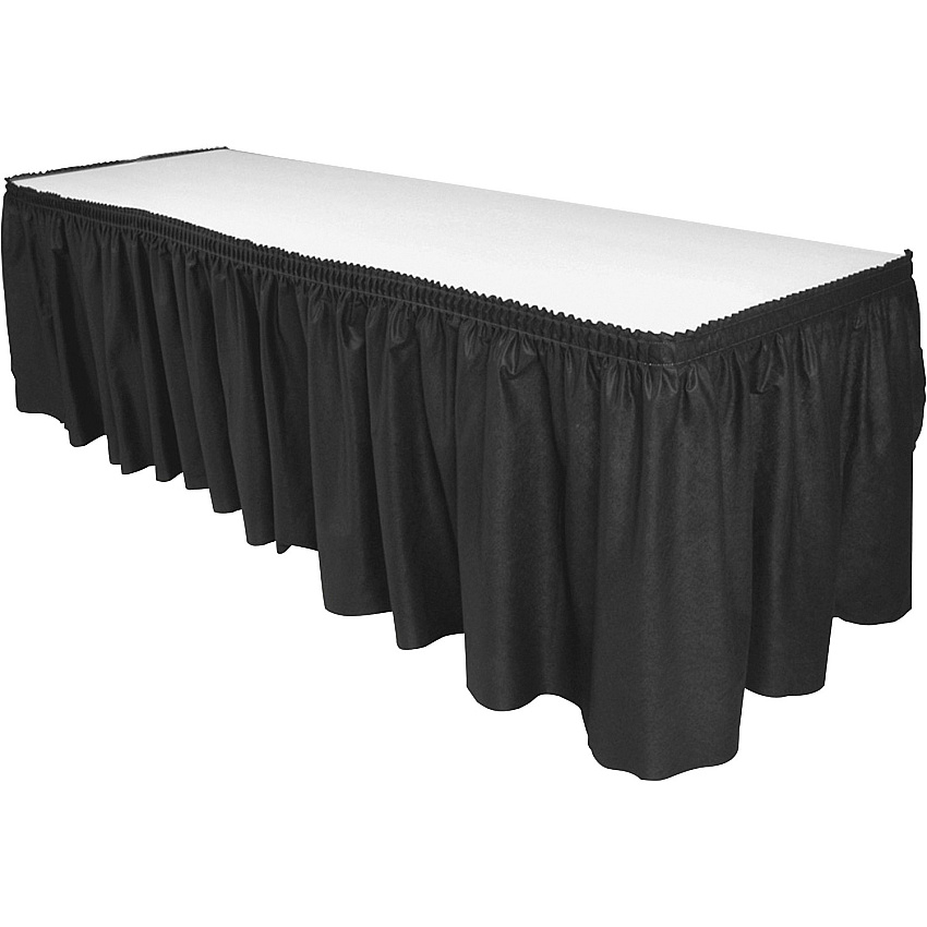 Genuine Joe Nonwoven Table Skirts 14 ft Length x 29" Width - Adhesive Backing - Polyester - Black - 6 / Carton (GJO11916CT)