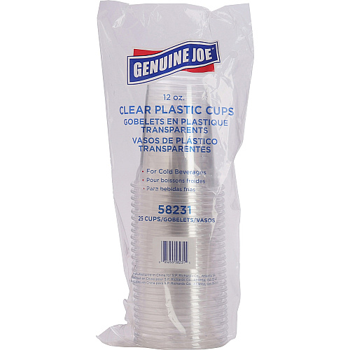 Genuine Joe 12 oz Clear Plastic Cups 12 fl oz - Clear - Plastic - Cold Drink, Beverage - 25/Pack - 20 / Carton (GJO58231CT)
