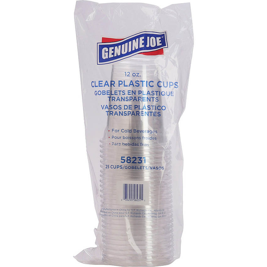 Genuine Joe 12 oz Clear Plastic Cups 12 fl oz - Clear - Plastic - Cold Drink, Beverage - 25/Pack - 20 / Carton (GJO58231CT)