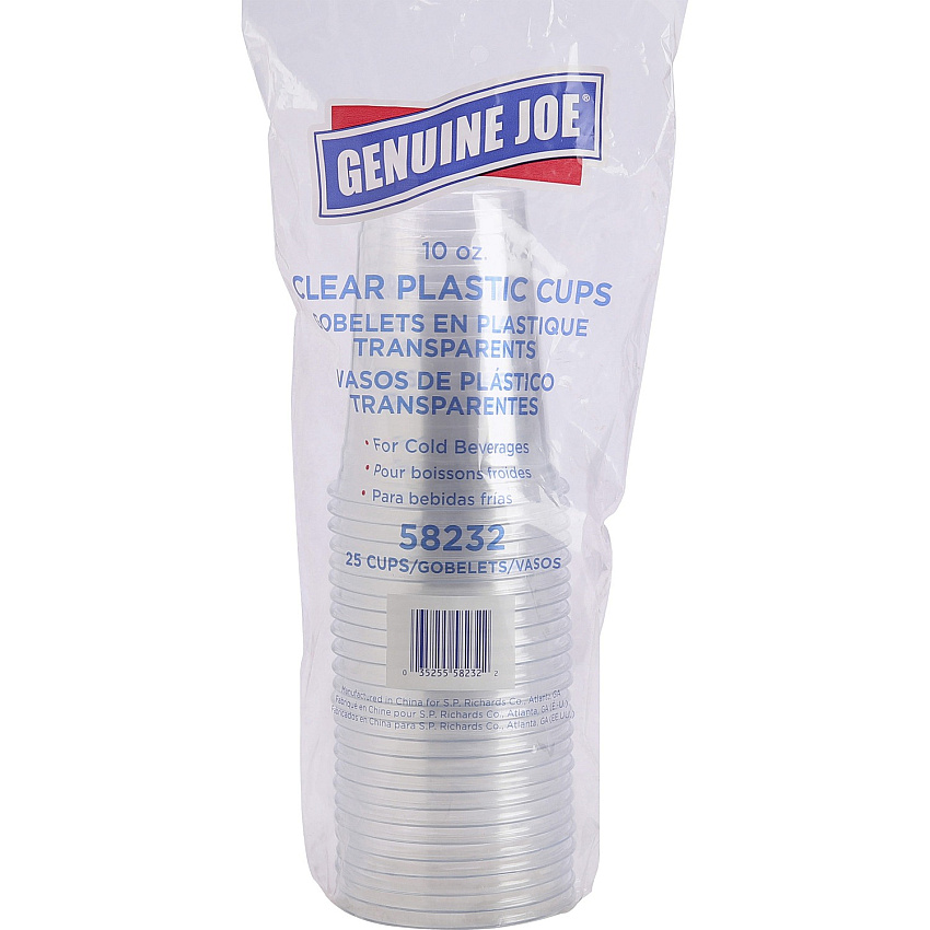 Genuine Joe 10 oz Clear Plastic Cups 10 fl oz - Clear - Plastic - Cold Drink, Beverage - 25/Pack - 20 / Carton (GJO58232CT)