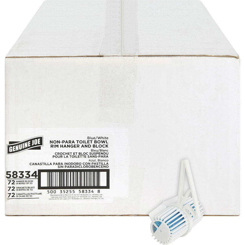 Genuine Joe Non-para Rim Hanger Lasts upto 30 Days - Non-para Deodorizer, Acid-free, Water Soluble - 6 / Carton - Blue (GJO58334CT)