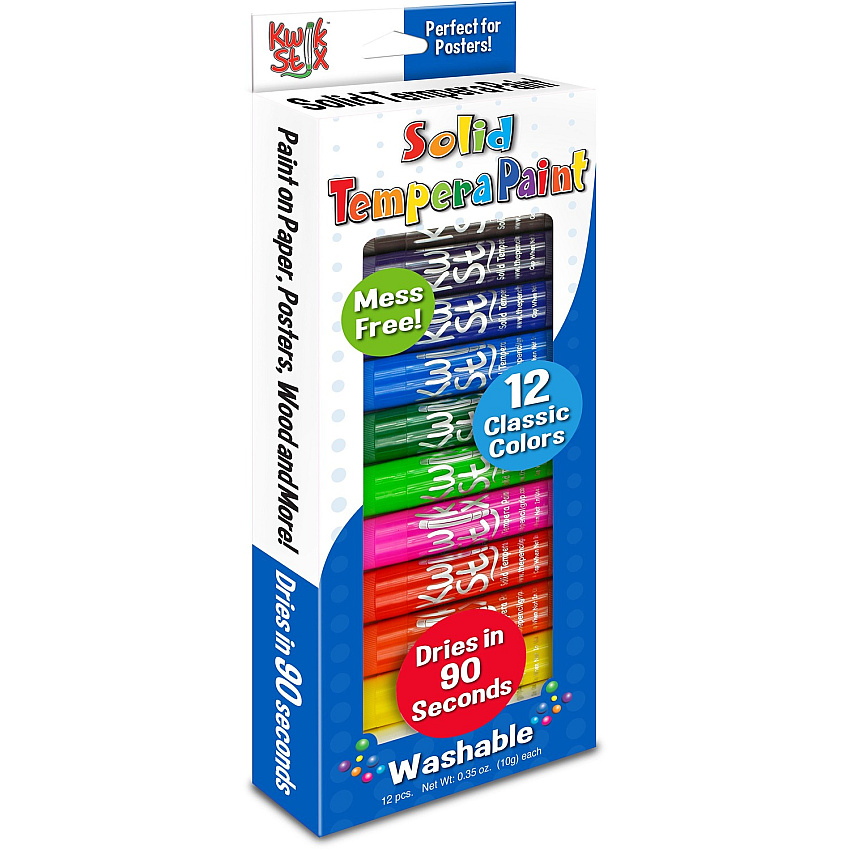 The Pencil Grip Kwik Stix 12-color Solid Tempera Paint 12 Color(s) - Red, Black, Blue, Yellow, Brown, Green - 12 / Set (602)