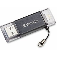 Verbatim 16GB Store 'n' Go Dual Flash Drive 16 GB - USB 3.2 (Gen 1) Type A, Lightning - Graphite - Lifetime Warranty - 1 Each (49304)