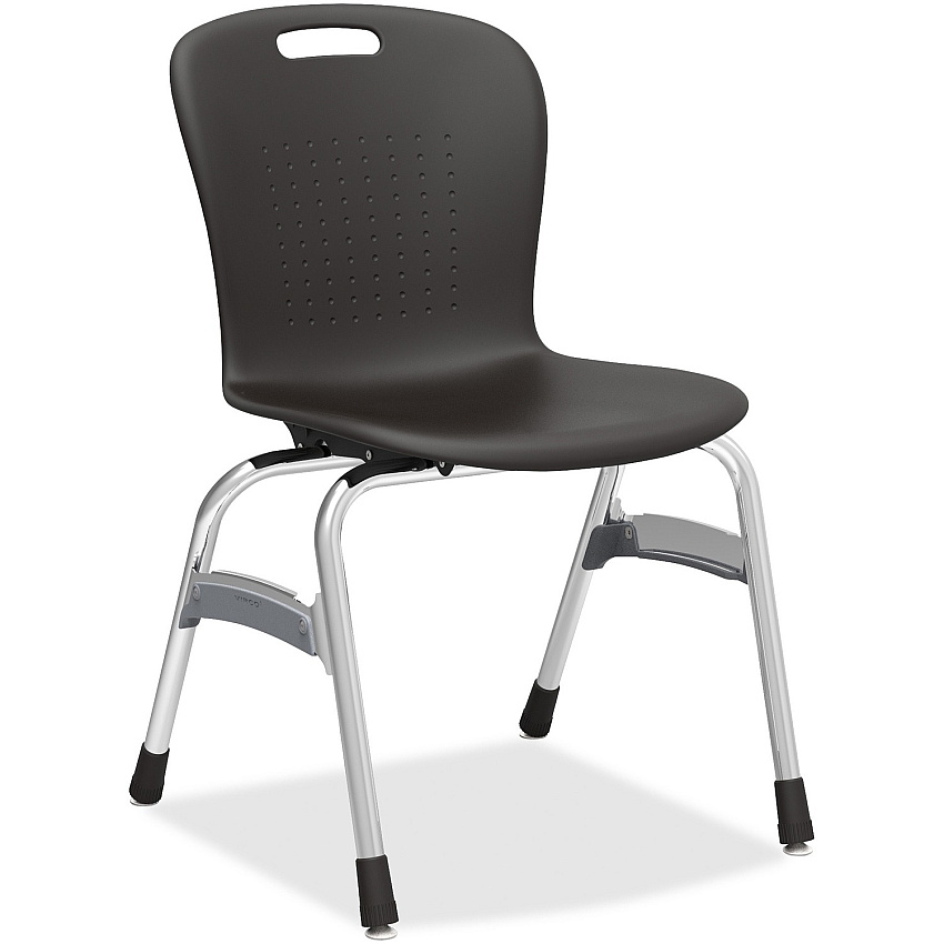 Virco Sage Series 4-Leg Stack Chair Black Seat Color - Black Back Color - Chrome Frame Color - 4 / Carton (SG418BKCH)