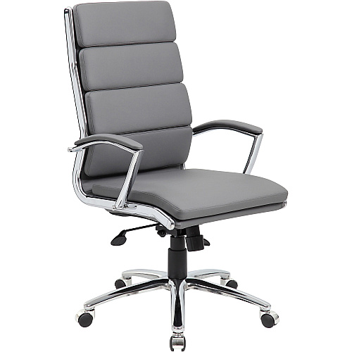 Boss B9471 Executive Chair Gray Seat Color - Vinyl Seat Material - Gray Back Color - Chrome, Black Frame Color - Chrome Frame Material - 5-star Base - Armrest - 1 Each (B9471GY)