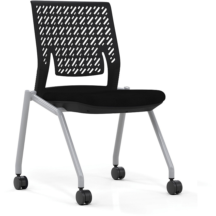 Mayline Thesis Flex Back Training Chair Black Fabric Seat - Poly Back - Gray Frame - Four-legged Base - 2 / Carton (KTX2SBBLK)