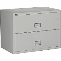 Phoenix World Class Lateral File - 2-Drawer 38.8" Width x 23.6" Depth x 28.8" Height - 2 x Drawer(s) for File - Lateral - Impact Resistant, Fire Resistant, Explosion Resistant, Security Lock - Light Gray - 1 Each (LAT2W38LG)