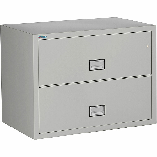 Phoenix World Class Lateral File - 2-Drawer 38.8" Width x 23.6" Depth x 28.8" Height - 2 x Drawer(s) for File - Lateral - Impact Resistant, Fire Resistant, Explosion Resistant, Security Lock - Light Gray - 1 Each (LAT2W38LG)