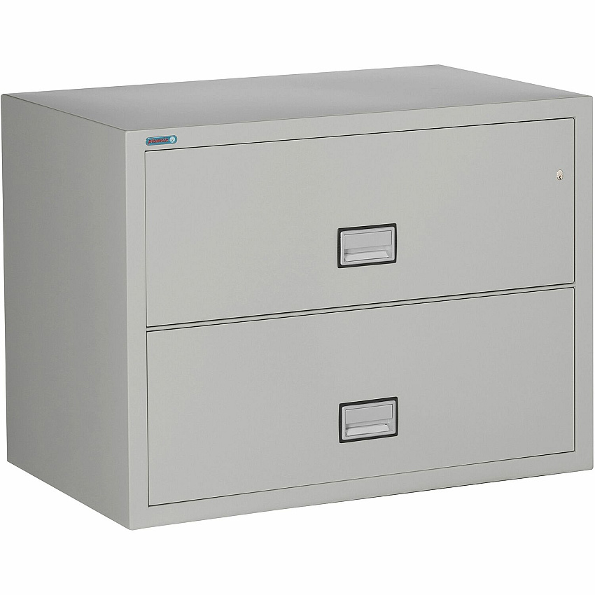 Phoenix World Class Lateral File - 2-Drawer 38.8" Width x 23.6" Depth x 28.8" Height - 2 x Drawer(s) for File - Lateral - Impact Resistant, Fire Resistant, Explosion Resistant, Security Lock - Light Gray - 1 Each (LAT2W38LG)