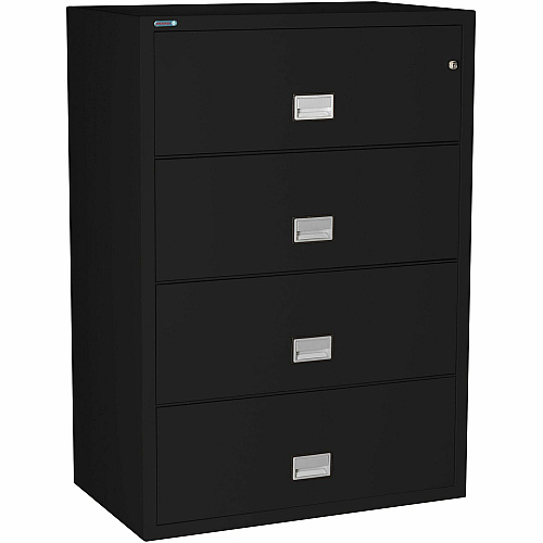 Phoenix World Class Lateral File - 4-Drawer 38.9" Width x 23.6" Depth x 54.7" Height - 4 x Drawer(s) for File - Lateral - Fire Resistant, Explosion Resistant, Impact Resistant, Security Lock - Black - 1 Each (LAT4W38B)
