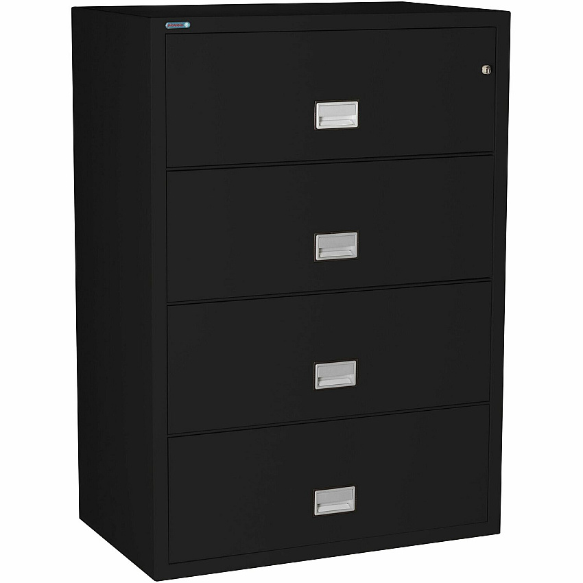 Phoenix World Class Lateral File - 4-Drawer 38.9" Width x 23.6" Depth x 54.7" Height - 4 x Drawer(s) for File - Lateral - Fire Resistant, Explosion Resistant, Impact Resistant, Security Lock - Black - 1 Each (LAT4W38B)